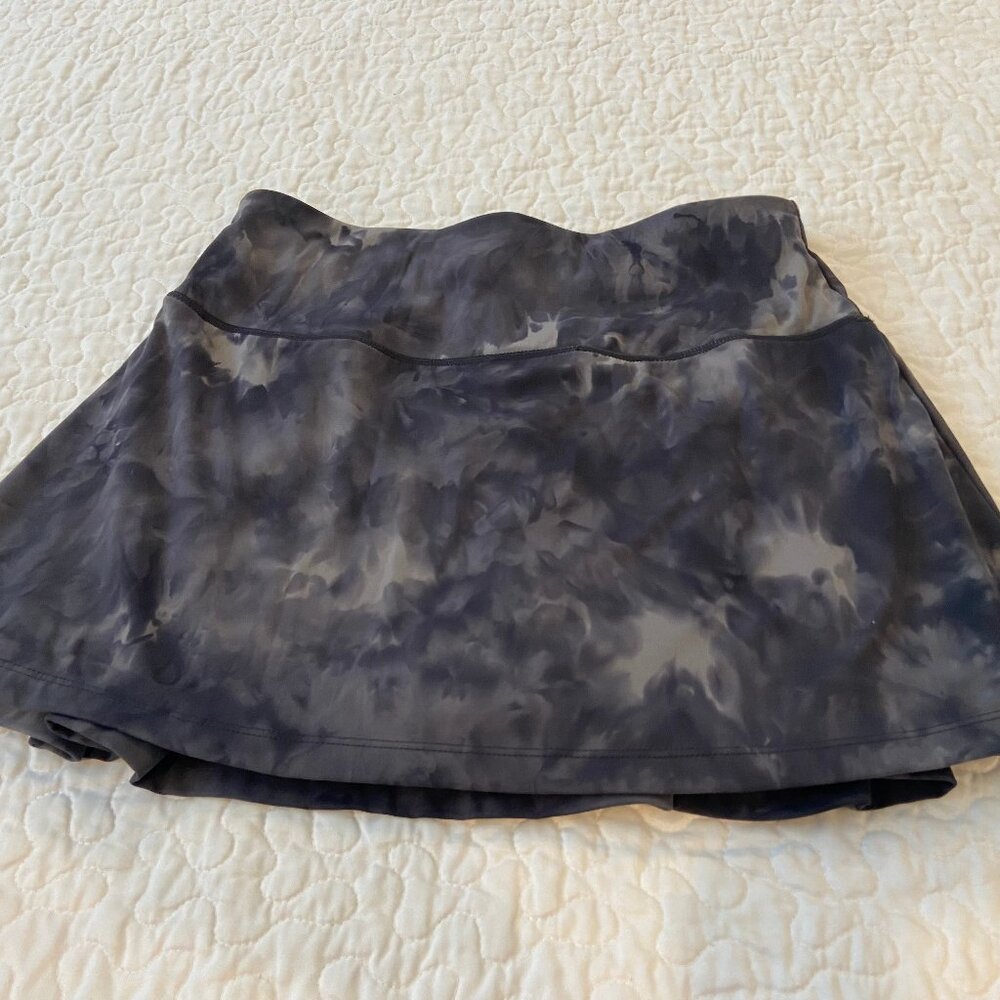 Soothfeel Women’s Athletic Skort M Tie-Dye Black Gray Tennis Golf Gym Zip Lined